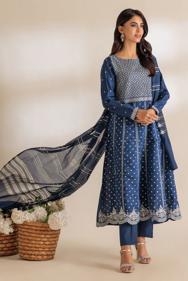 Ethereal Grace – Khaddi Net Embroidered Frock with Fancy Dobby Dupatta - Available now for Sydney & Melbourne, Brisban customers