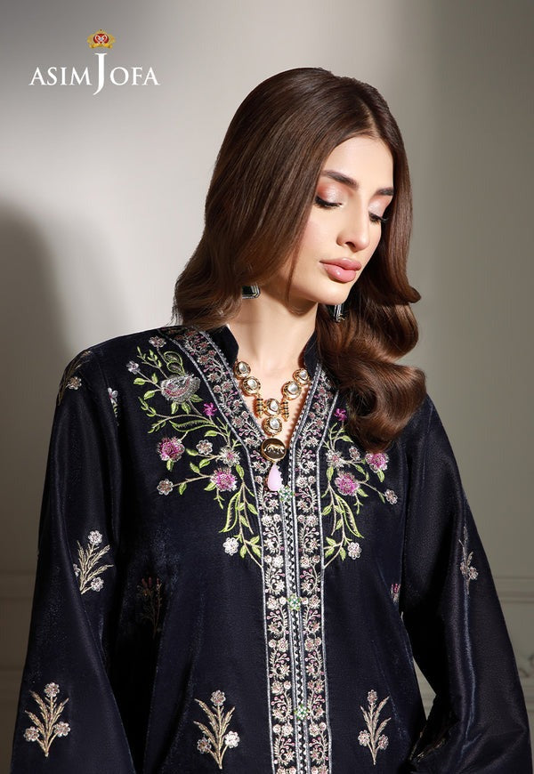 Evening Grace – Embroidered Velvet Ensemble in Grey - Australian Pakistani Indian women love this design