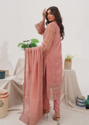 Pretty in Pink – Festive 3-Piece Organza Kurta Set with Raw Silk Trousers - Elegant Pakistani suit available with Australia-wide delivery