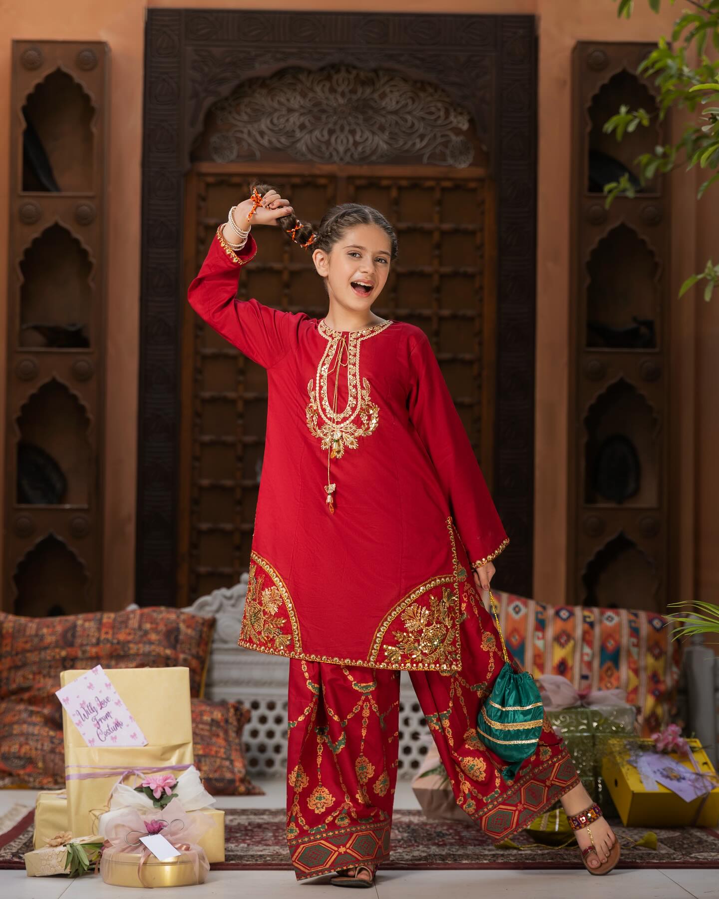 Festive Elegance Red Traditional Outfit - Eid outfits in Sydney, Brisban Australia