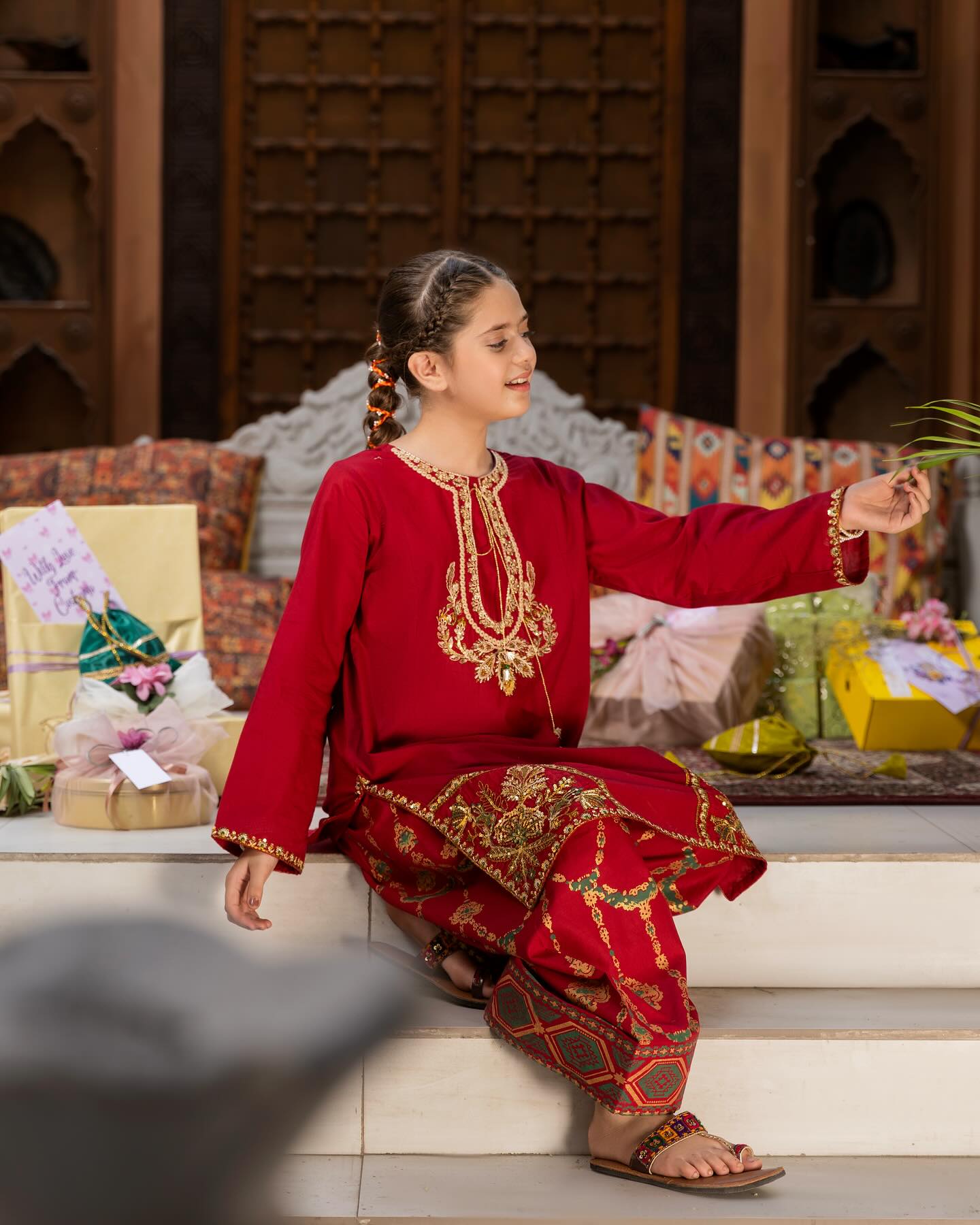 Festive Elegance Red Traditional Outfit - Eid outfits in Sydney, Brisban Australia