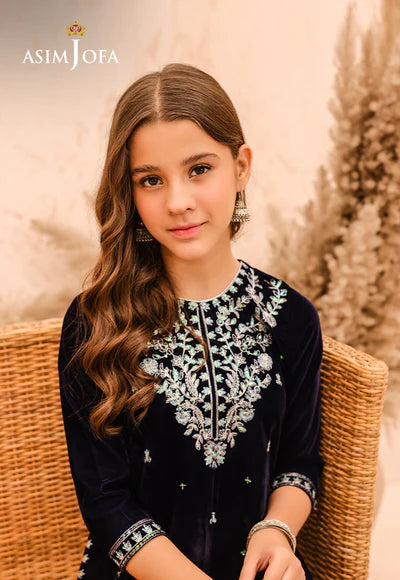 EMBROIDERED VELVET 3 PCS DRESS
