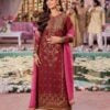 Elegant Maroon Eastern 3-Piece Set – Long Shirt with Bottom & Dupatta