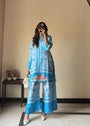 Elegant Sky Blue 2-Piece Tunic & Trouser Set – Printed Daily Wear