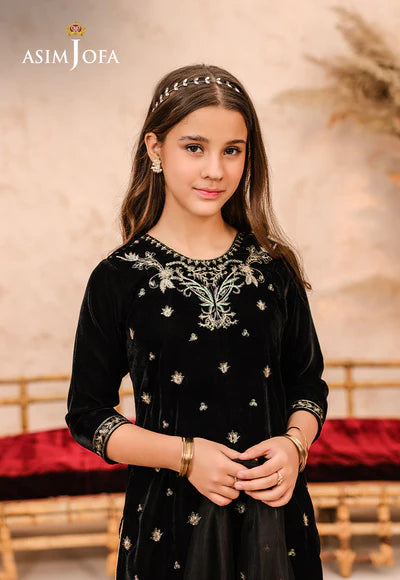 EMBROIDERED VELVET 3 PCS DRESS