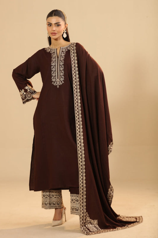 Elegant Brown Ensemble with Intricate Detailing - Eid outfits in Sydney, Brisban Australia