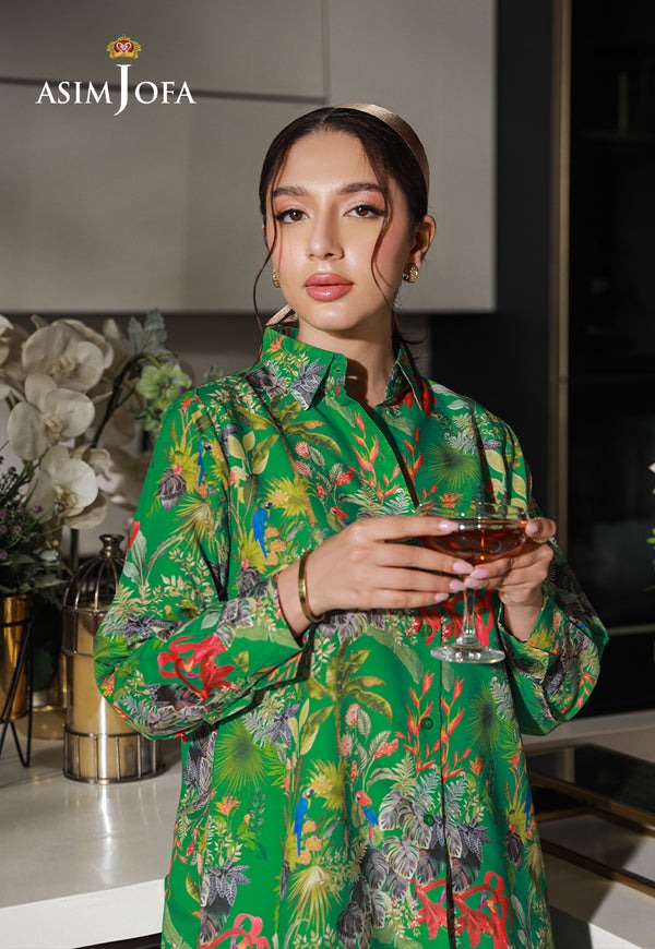Emerald Luxe – Printed Silk Co-Ord Set with Contemporary Tailored Fit