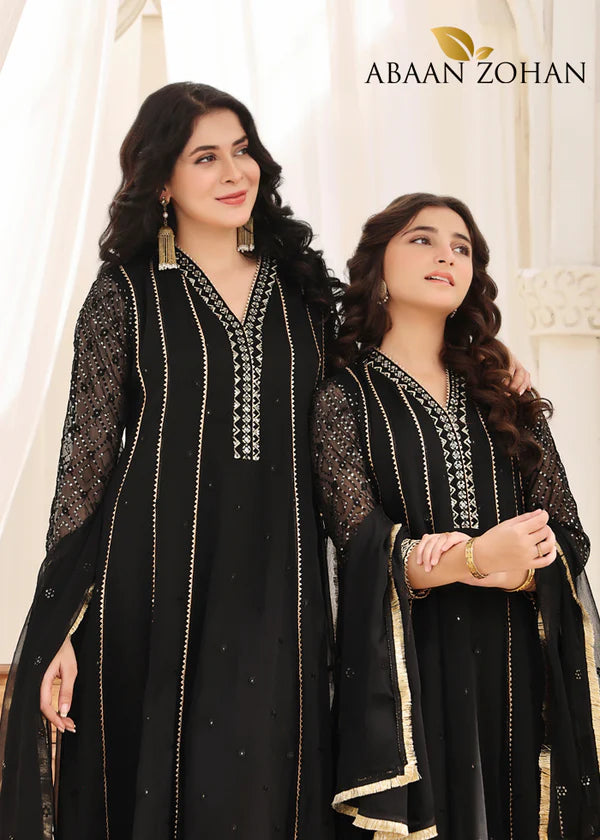 EMBROIDERED CHIFFON KIDS STITCHED 3 PIECE DRESS