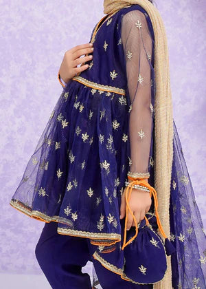 CHIFFON FROK  STITCHED 3 PIECE KIDS DRESS