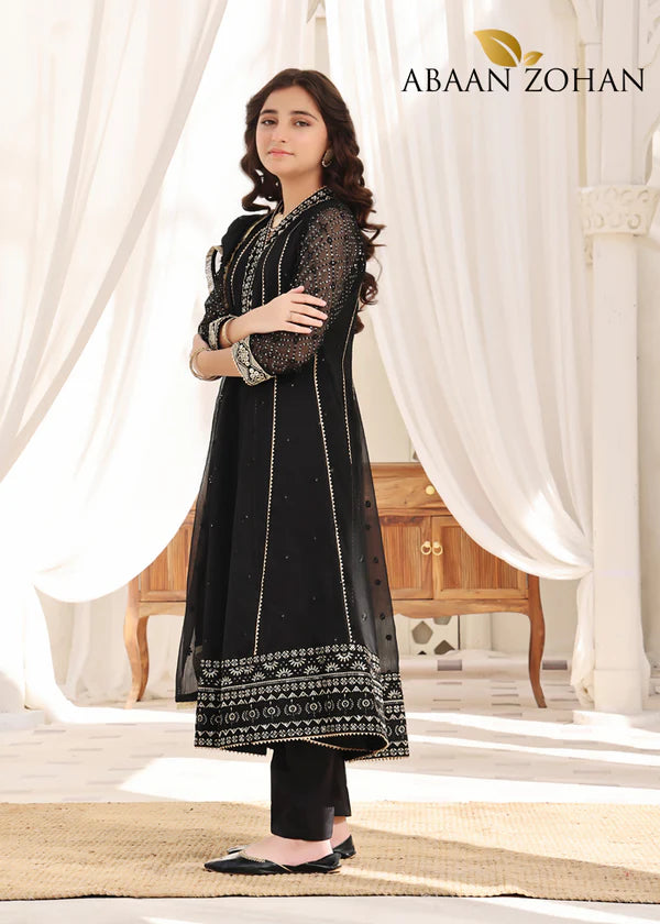 EMBROIDERED CHIFFON KIDS STITCHED 3 PIECE DRESS