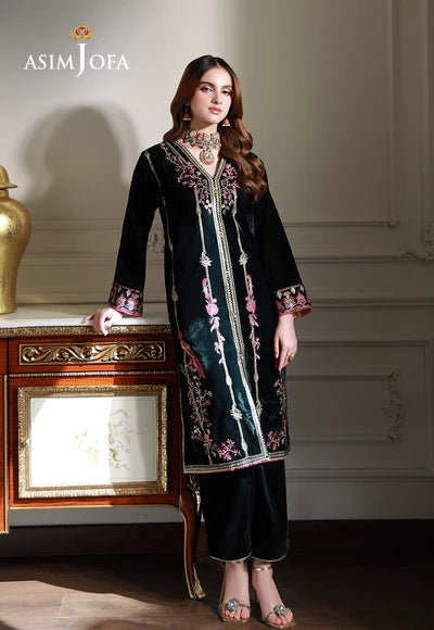 EMBROIDERED VELVET STITCHED 2PC DRESS