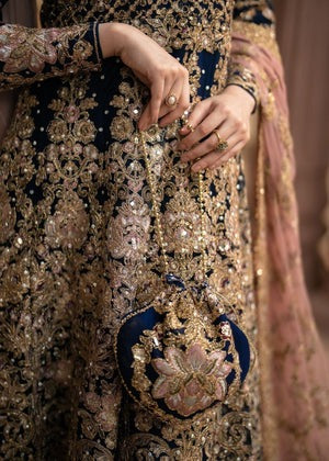 Royal Dusk – Navy Blue Embroidered Floor-Length Ensemble