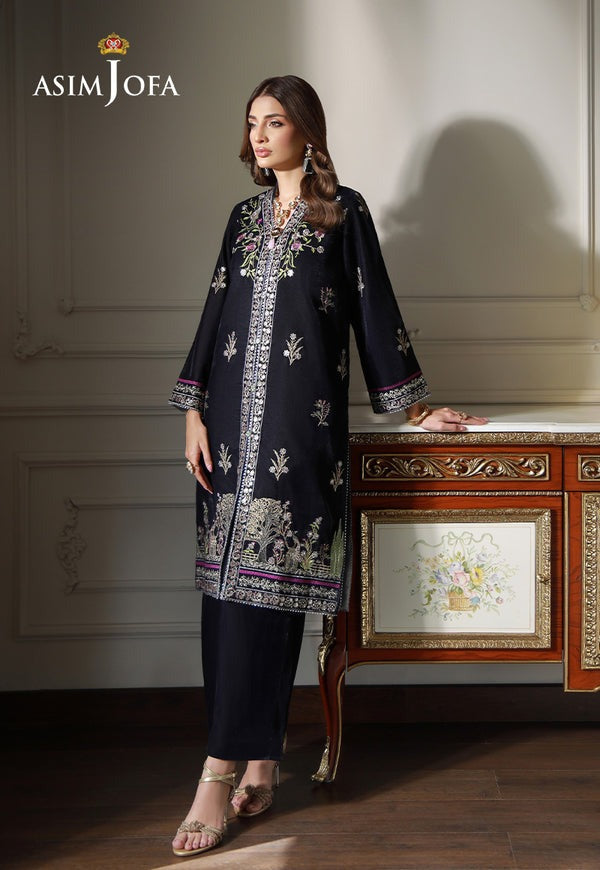 Evening Grace – Embroidered Velvet Ensemble in Grey - Australian Pakistani Indian women love this design