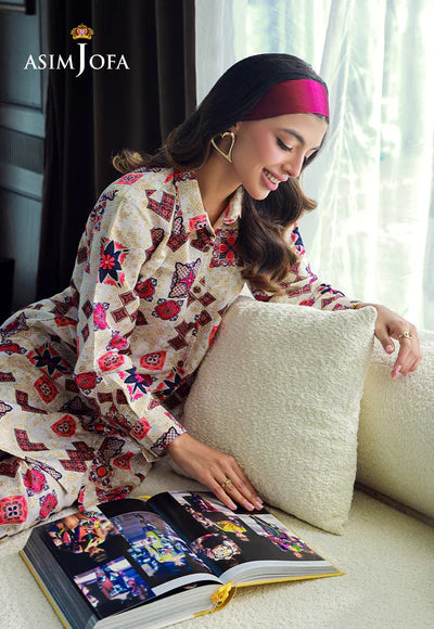 PRINTED RAW SILK 2PCS DRESS