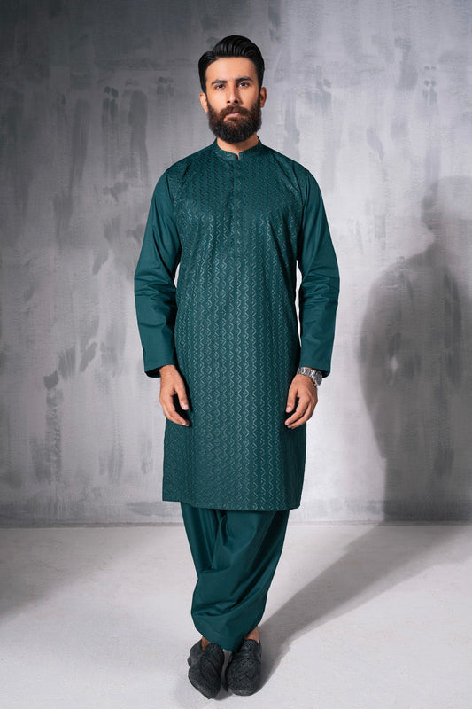 Green Embroidered Kameez Shalwar