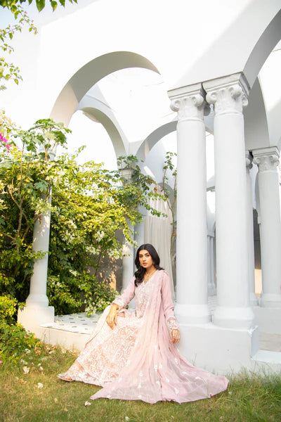 EMBROIDERED CHIFFON STITCHED 3 PIECE DRESS