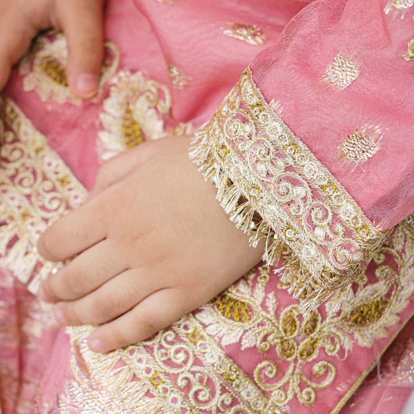 EMBROIDERED STITCHED 3 PIECE KIDS GARARA DRESS