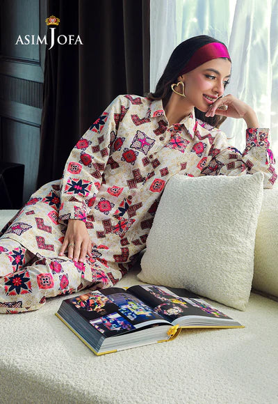 PRINTED RAW SILK 2PCS DRESS