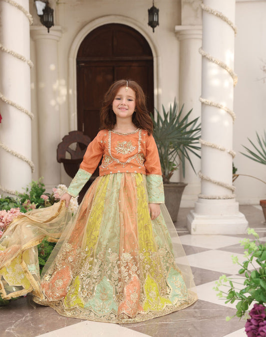 LEHNGA KURTI SILK STITCHED 3 PIECE DRESS