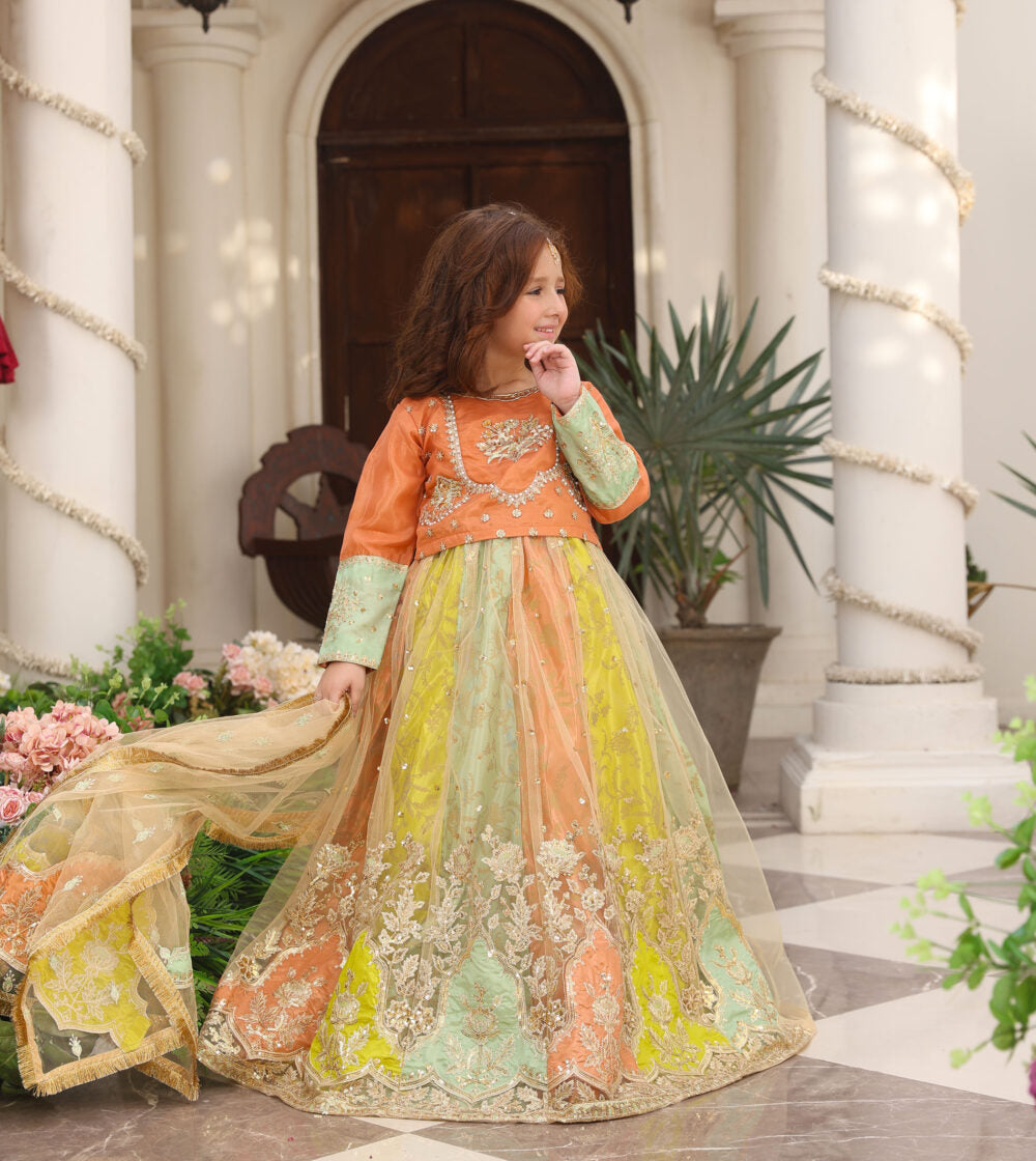 LEHNGA KURTI SILK STITCHED 3 PIECE DRESS