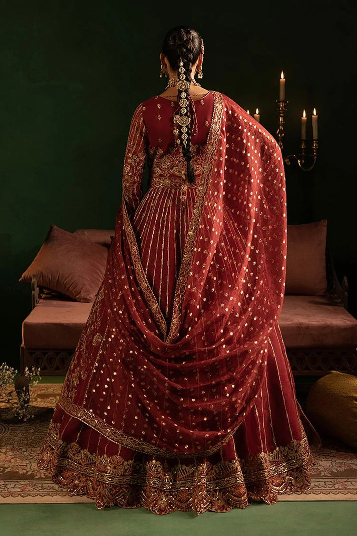 Red Embroidered Organza Flared Maxi Ensemble