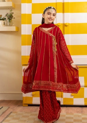 Elegant Hot Pink Angrakha Gharara with Dupatta – Party Wear for Kids