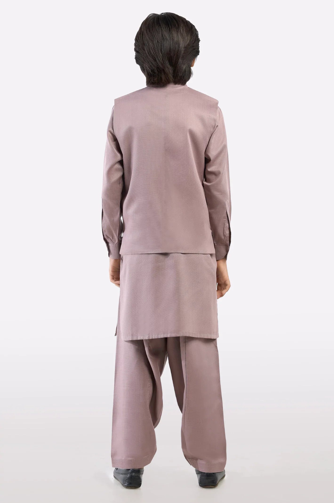 Light Purple Boys Kurta Shalwar With Waistcoat