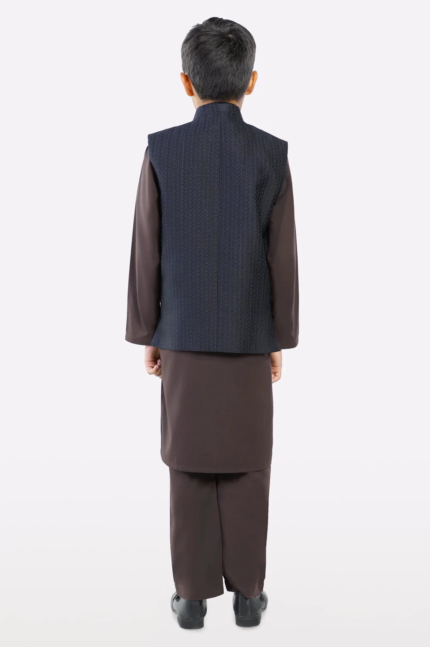 Navy Blue Boys Kurta Shalwar With Waistcoat