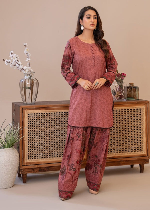 Summer Lawn Kurta & Farshi Shalwar in Tawny Brown