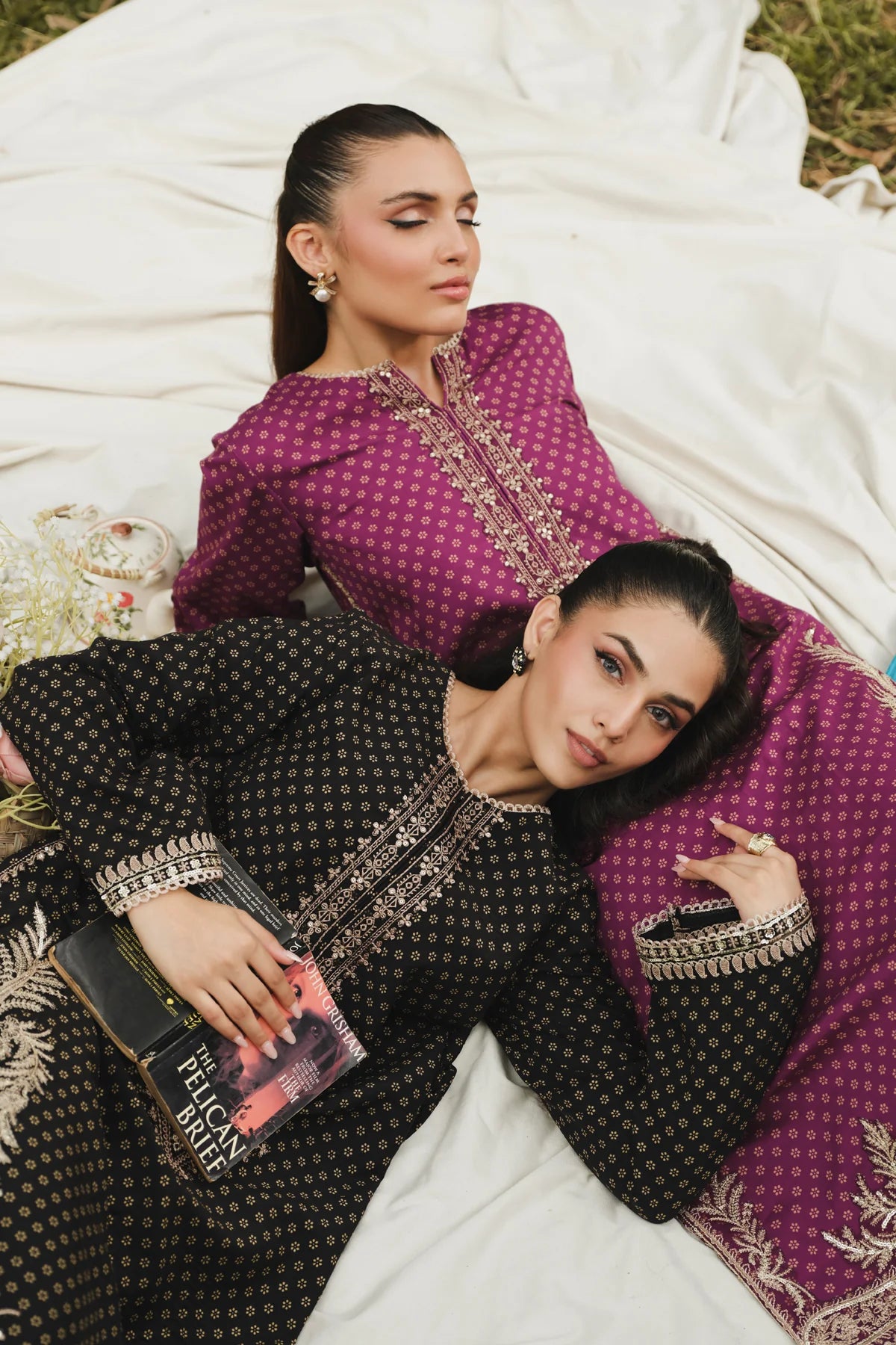 EMBROIDERED VISCOSE STITCHED 3 PIECE DRESS