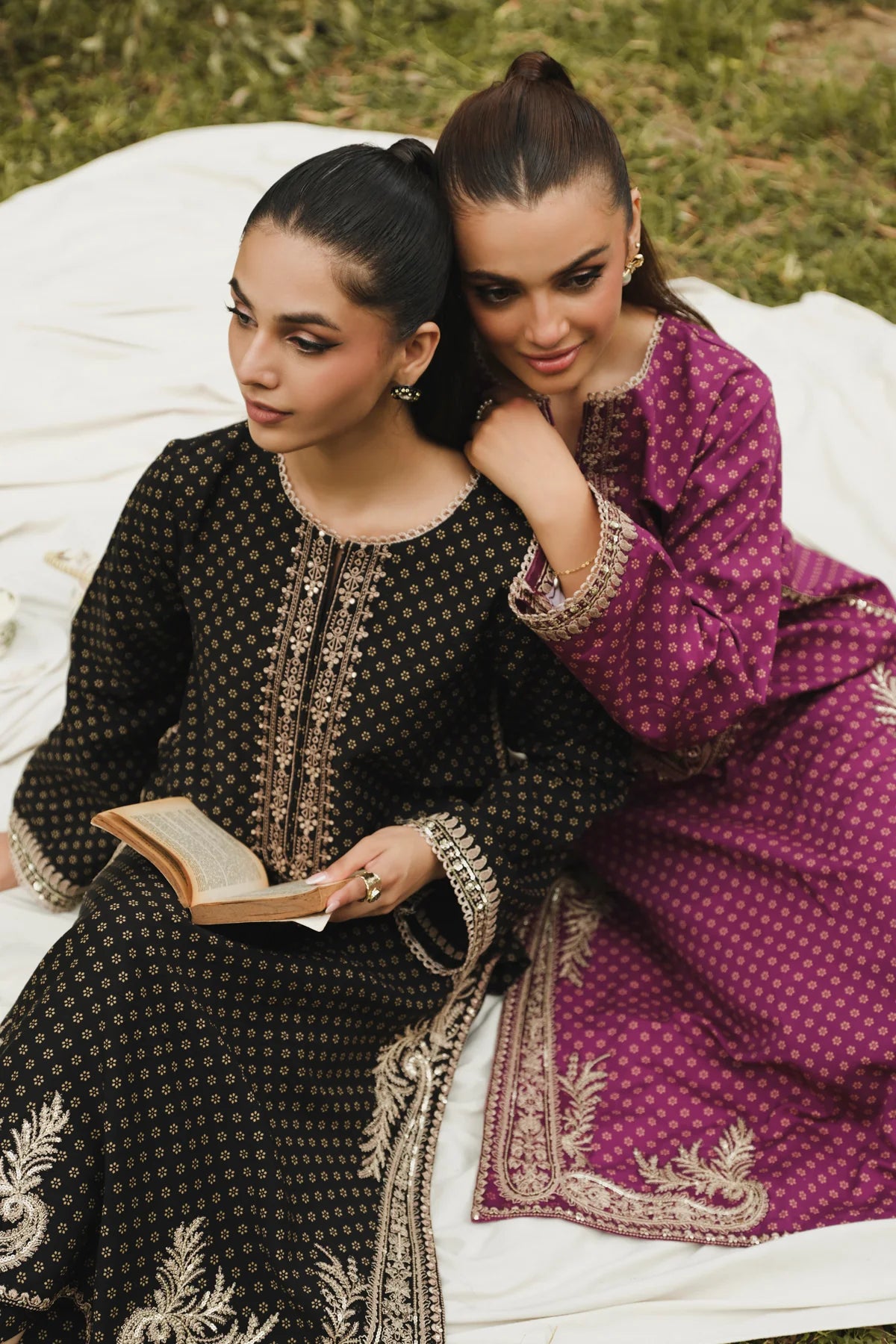 EMBROIDERED VISCOSE STITCHED 3 PIECE DRESS