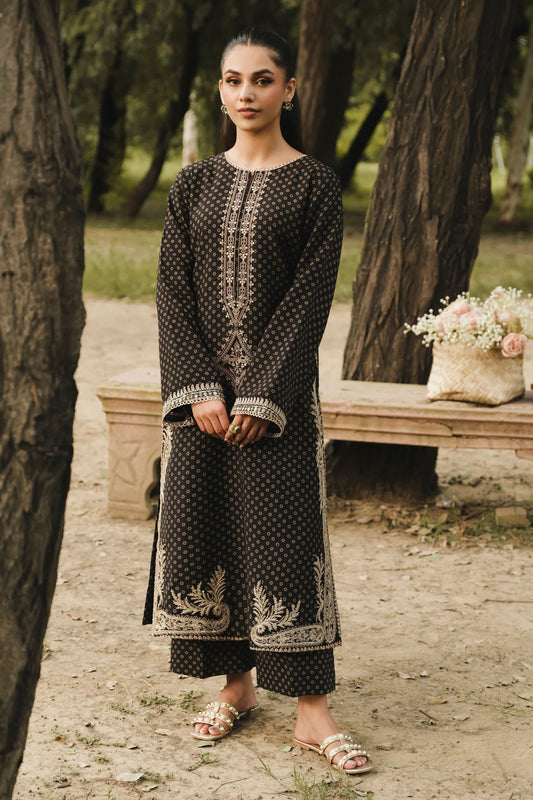 EMBROIDERED VISCOSE STITCHED 3 PIECE DRESS