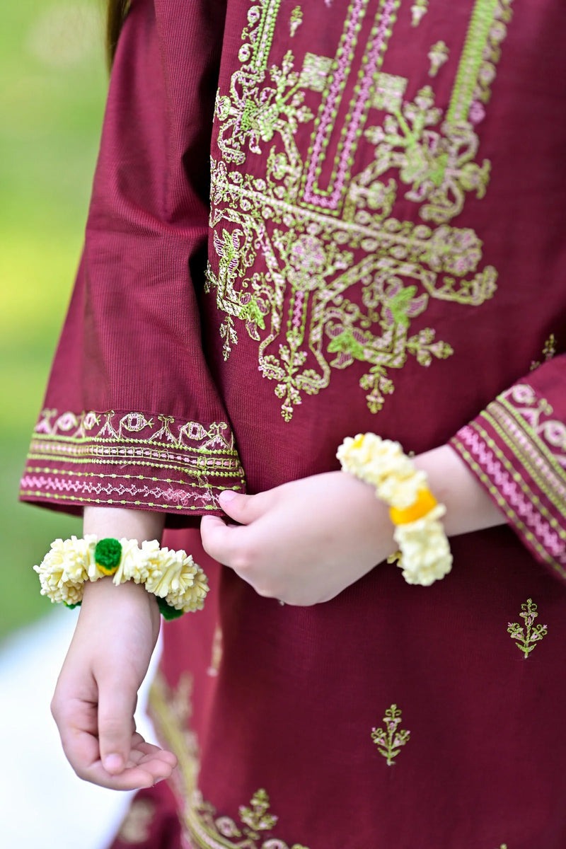 Embroidered Khadi Lawn 3-Piece Garara Suit with Chiffon Dupat