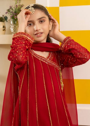 Elegant Hot Pink Angrakha Gharara with Dupatta – Party Wear for Kids