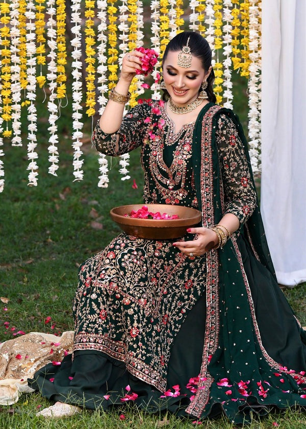 Luxury chiffon 3pc embroidered and hand embellished suit