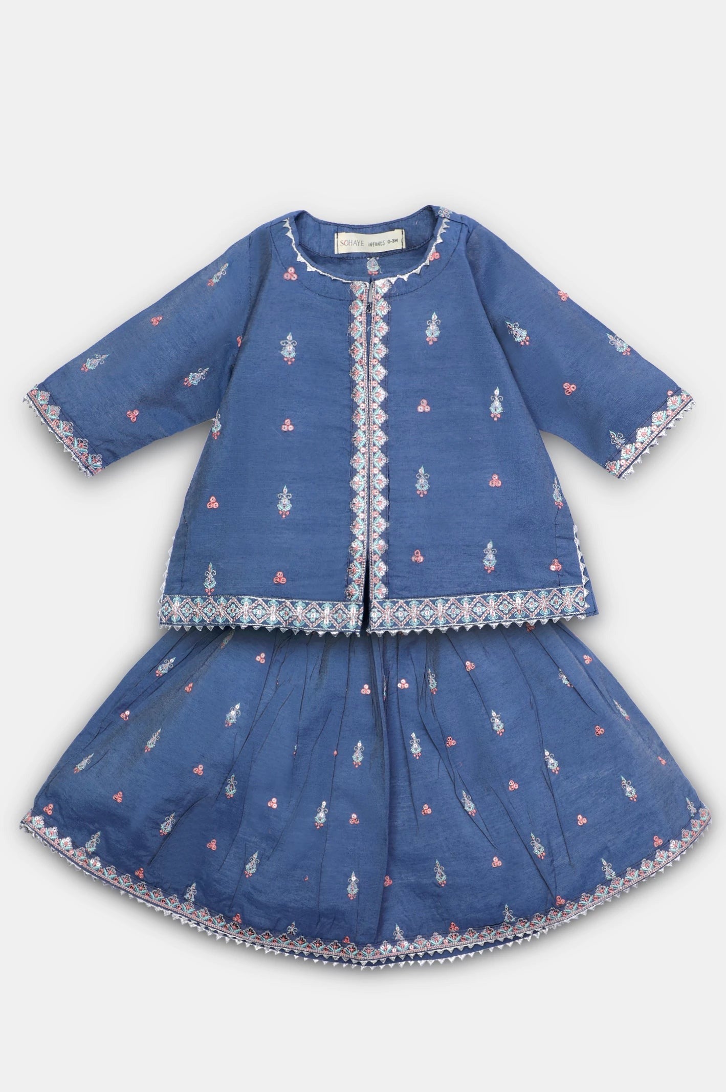 Blue Embroidered Infant 2PC