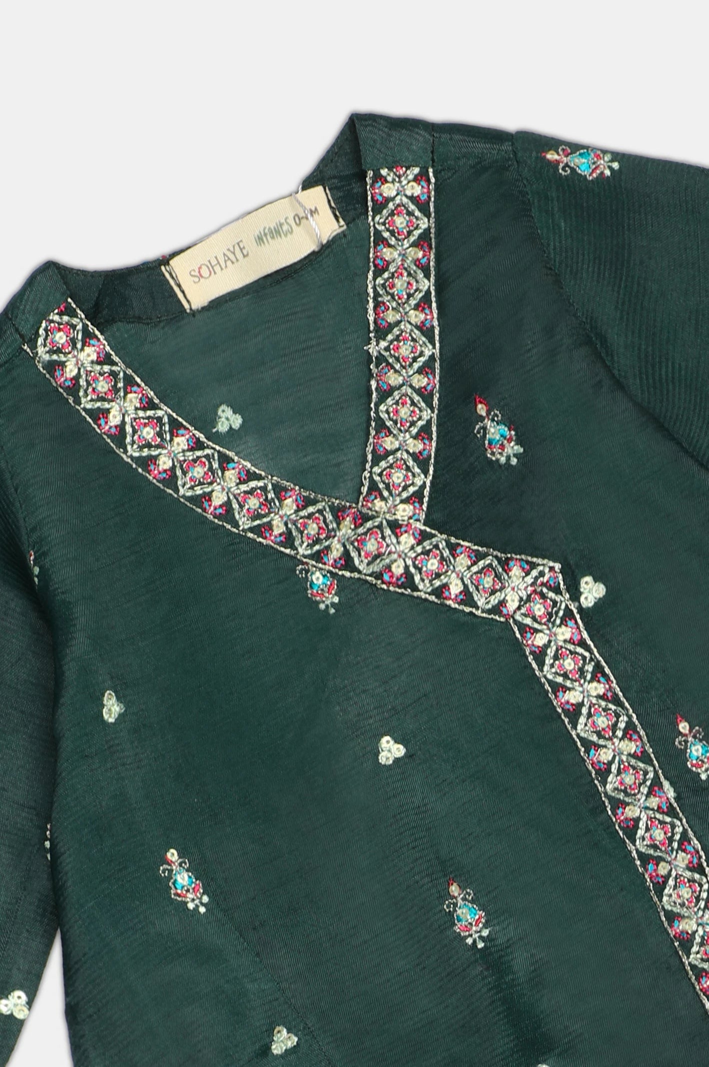 Luxury Dark Green Infant 2-Piece Set – Soft & Stylish Embroidered Outfit