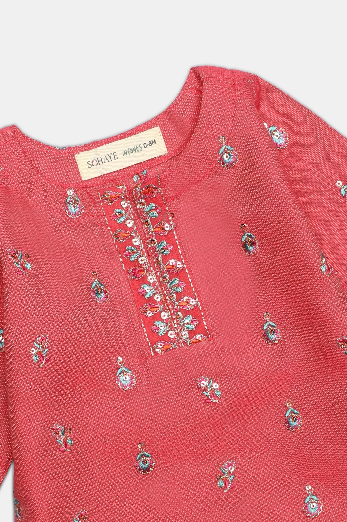 Pink Embroidered Infant 2PC