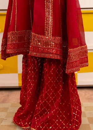 Elegant Hot Pink Angrakha Gharara with Dupatta – Party Wear for Kids