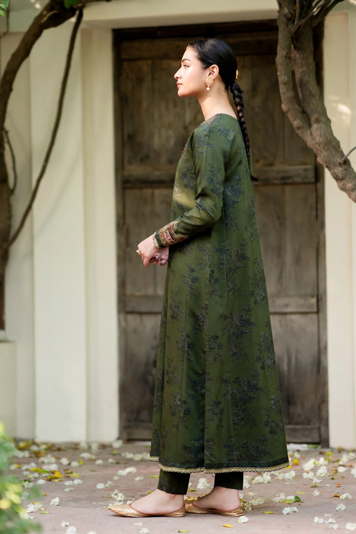 EMBROIDERED VISCOSE STITCHED 2 PIECE DRESS