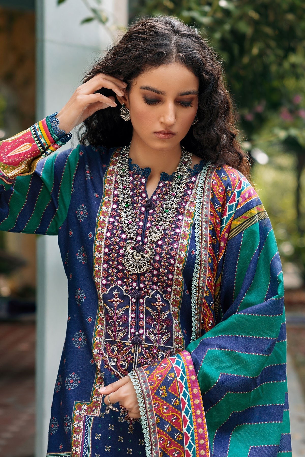 BIRCH DIGITAL PRINTED EMBROIDERED KHADDAR
