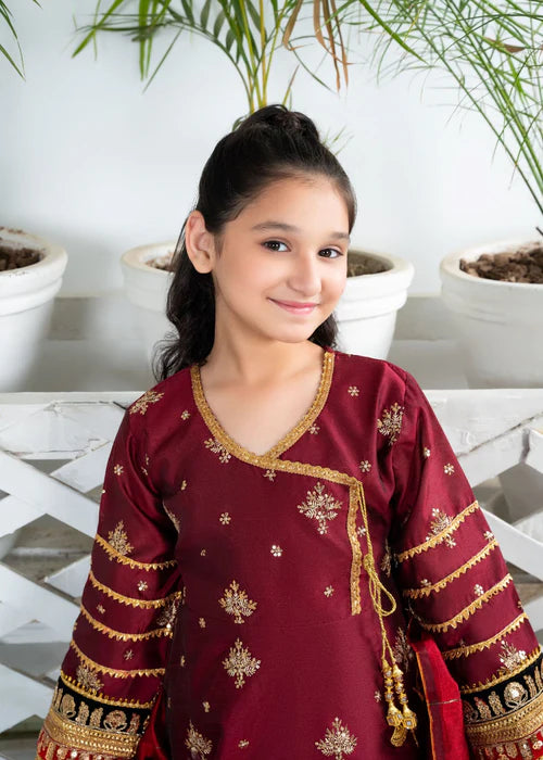 EMBROIDERED ANGRAKHA 3 PIECE KIDS DRESS