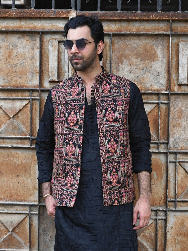Embroidered Multi Mesori Waistcoat – Premium Festive Wear