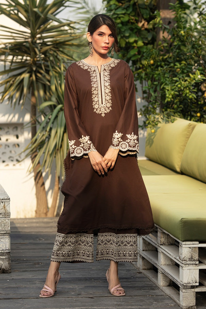 Elegant Brown Ensemble with Intricate Detailing - Eid outfits in Sydney, Brisban Australia
