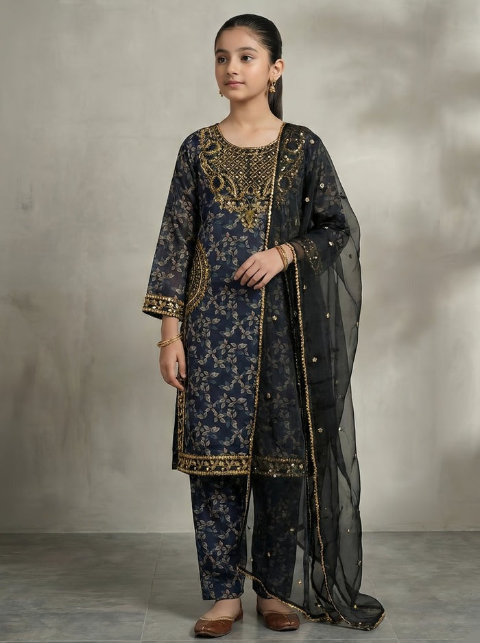 Soft Elegance Silk Lawn Suit with Embroidered Organza Dupatta