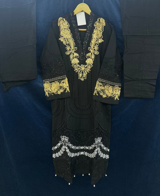 3 piece Elegant Black Embroidered Outfit