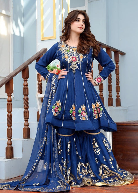 Teal Elegance – Embroidered Chiffon 3-Piece Ensemble