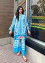 Elegant Sky Blue 2-Piece Tunic & Trouser Set – Printed Daily Wear