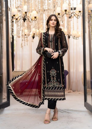 Black Chiffon Adda Work Elegance – 3-Piece Formal Suit