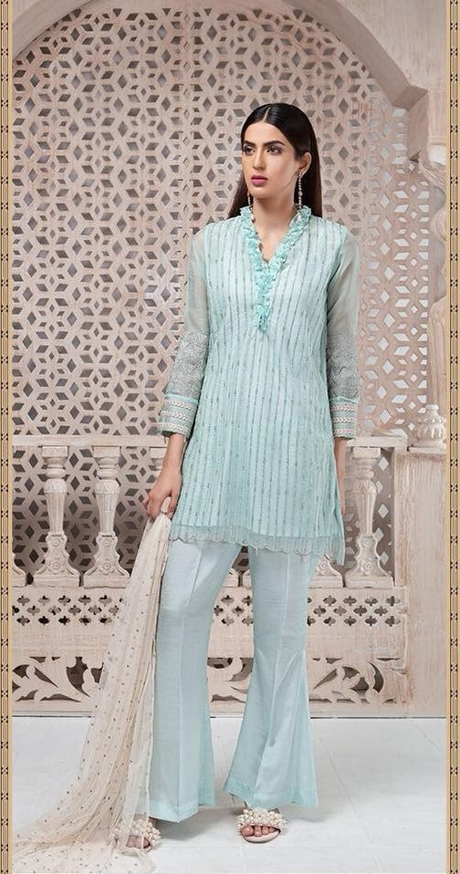 Pastel Blue Embroidered Kurta Set with Dupatta - Pakistani dresses for Aussie women